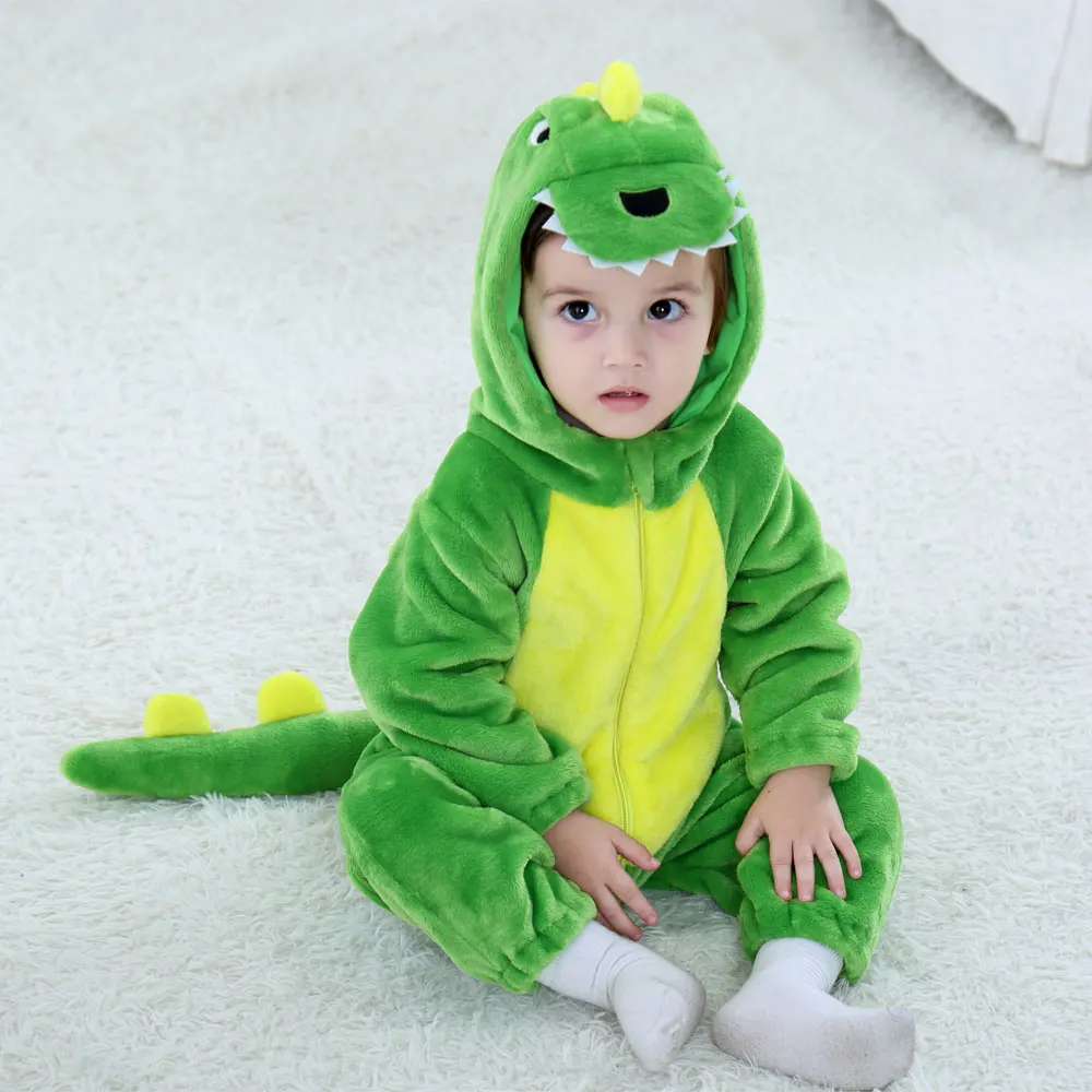 Baby Dinosaur Kigurumi Cartoon Animal Cosplay Costume Infant Toddler Child Bodysuit Jumpsuit Onesie Flannel Comfortable Clothes