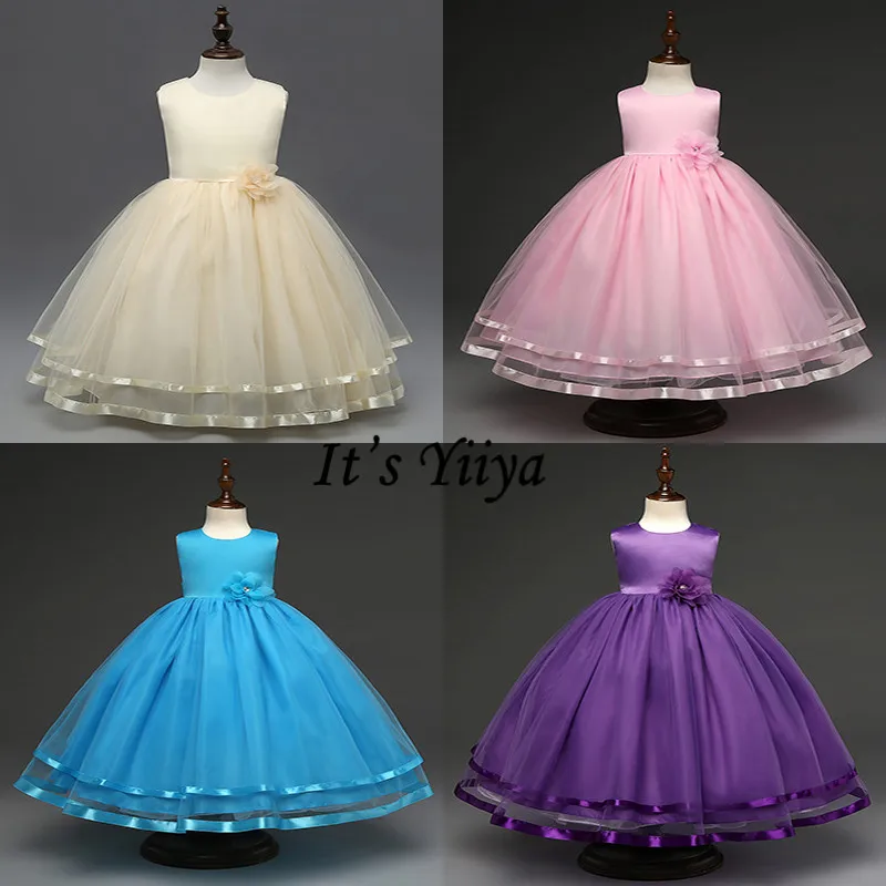 

It's YiiYa Flower Girl Dresses 8 Colors Elegant Sleeveless O-Neck Sashes Floor Length Pageant Dresses Kids party Ball Gown B815