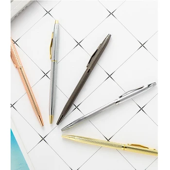 

10pcs/lot creative high-end engraved metal office ballpoint pen business gift advertising pens black blue ink custom logo