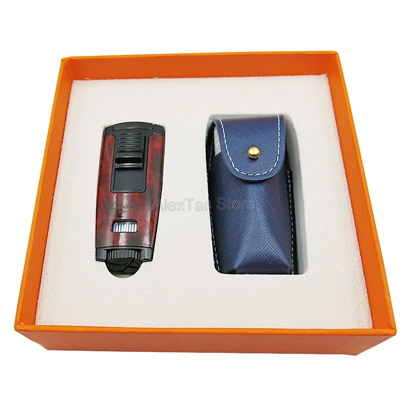 LUBINSKI ветрозащитная зажигалка с синим пламенем, металлический фонарь для сигарет, регулируемая Зажигалка для курения