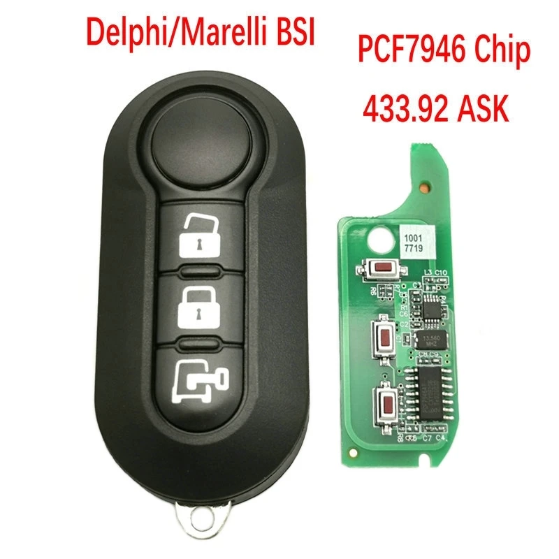 DATONG WORLD CAR REMOTE KEY FOR FIAT 500 500L PUNTO FLORINO DOBLO QUBO PUNTO EVO GRANDE PUNTO DELPHI MARELLI BSI ID46 433.92 ASK