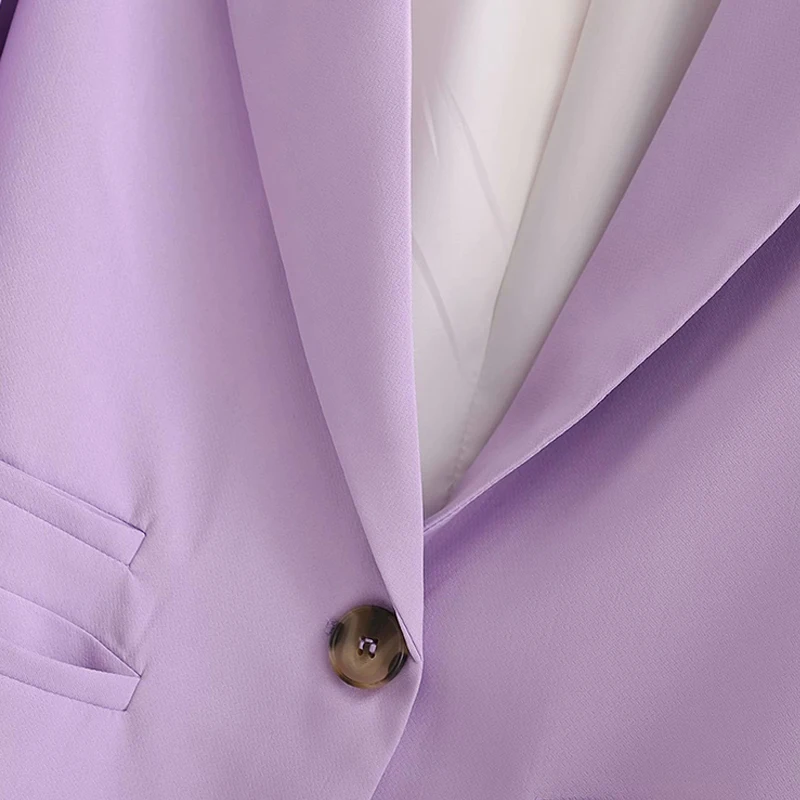 Spring Autumn Women Vintage Purple Blazers And Jackes Solid Button Suit Coat Female Outerwear Tops OL Work Office Blazer Mujer