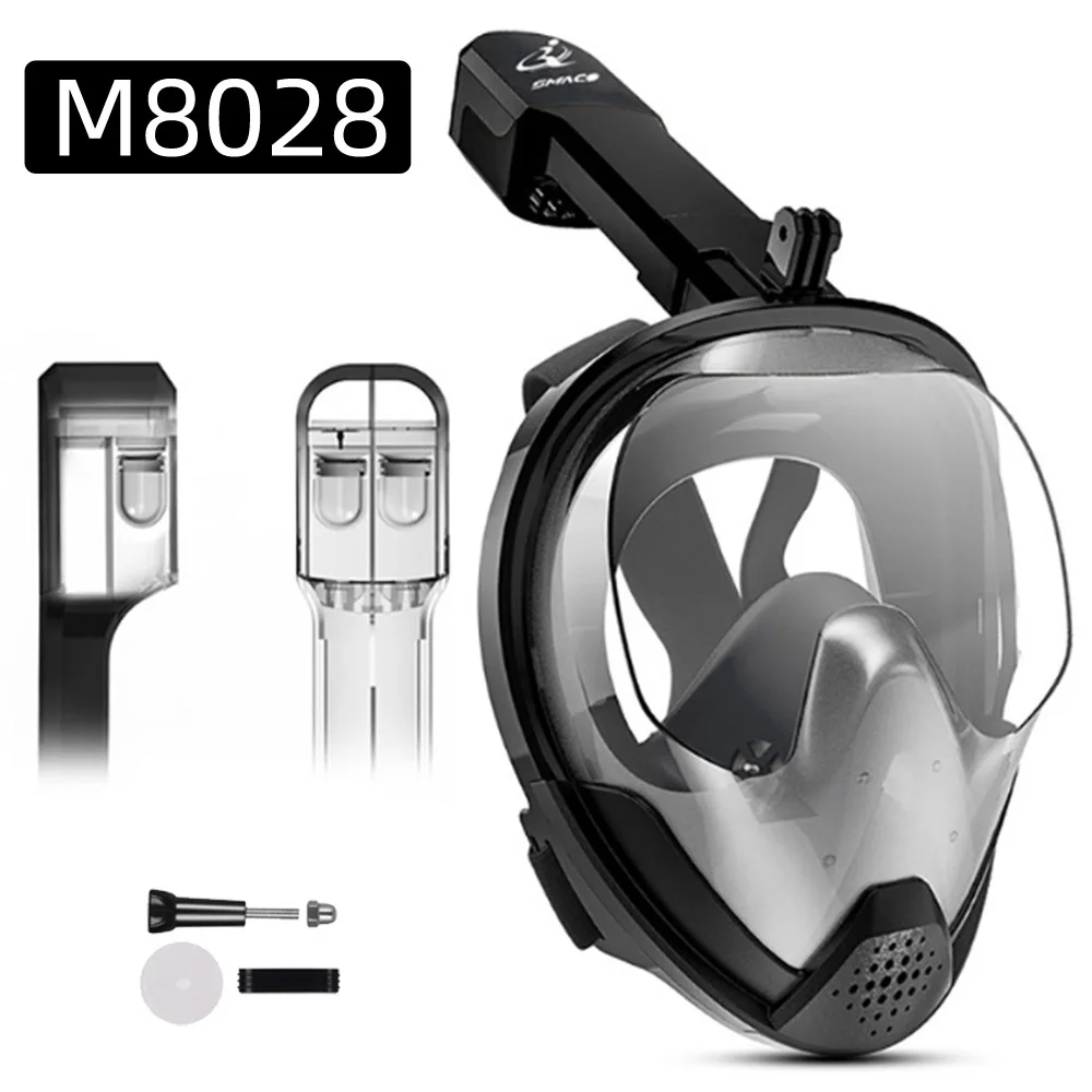 M8028 Black S M Набор масок для подводного плавания на все лицо, маска для подводного плавания, тренировочная маска Mergulho для подводного плавания для камеры Gopro - Цвет: M8028 Black S M