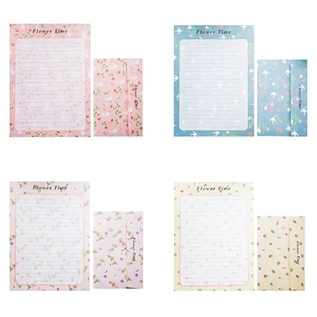 

6 Letter Paper+3 Envelopes Set Creative Retro Cartoon Small Floral Sweets Envelope Letter Set Office School Supplies