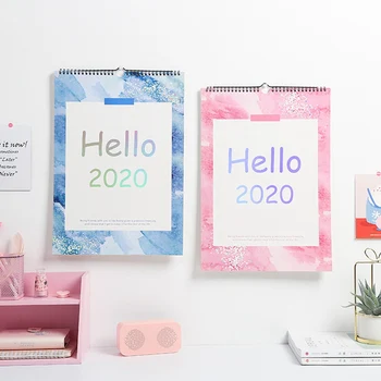 

2020 High Quality Year Blue And Pink Laser Series Desk Calendar DIY Large Wall Calendars Daily Schedule Planner 2019.09-2020.12