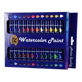 

12ml 24 Colors Professional Acrylic Paint Watercolor Drawing Painting Pigment 95AF