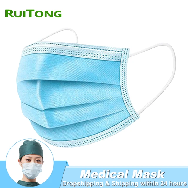US $18.59  Dropshipping Medical Face Masks Fast Shipping Surgical Mask 3 Layer Non-woven Disposable Mouth Mask