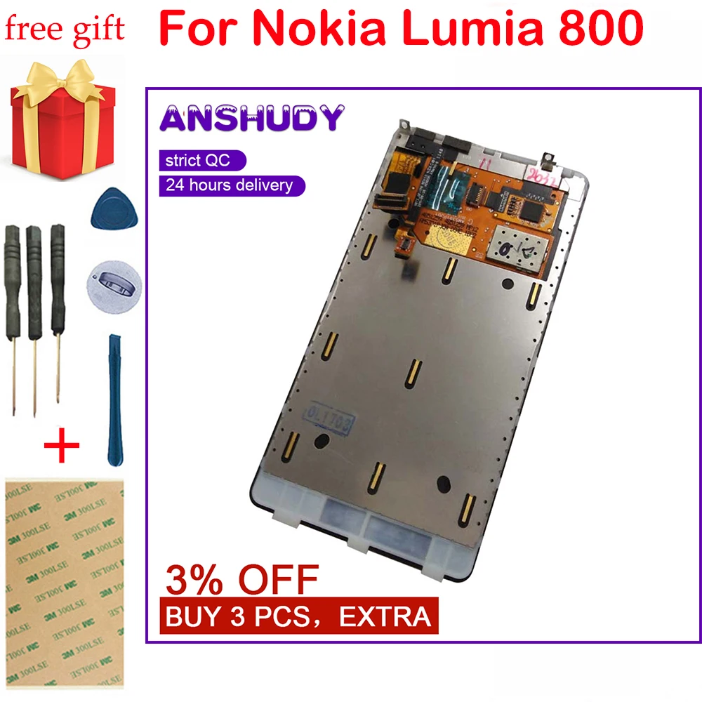 Для Nokia Lumia 800 N800 сенсорный экран дигитайзер Сенсорное стекло + ЖК-дисплей монитор