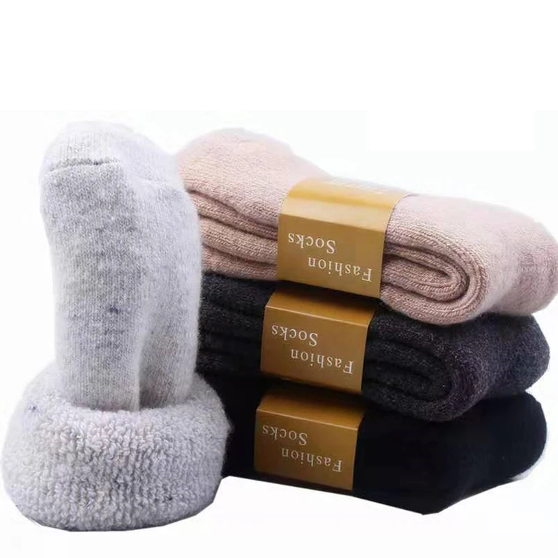 Зимние уличные супер толстые однотонные носки из мериносовой шерсти кашемировые носки против холодного снега русские зимние теплые мужские носки
