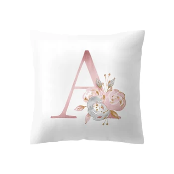

45x45cm Flower English Alphabet Pillowcase Letter Pillow Case Polyester Cushion Wedding Cover Bed For Sofa Home