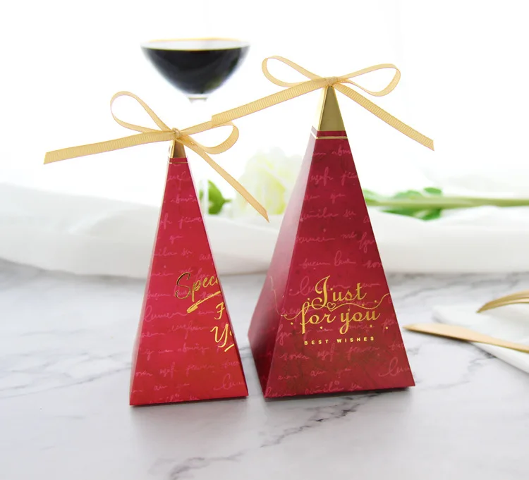 Новая пирамида Свадебные любимые подарочные коробки только для вас печатные шоколадные печенье бумажная коробка для конфет для специальной партия поддерживает поставки - Цвет: Red Box Red Ribbon