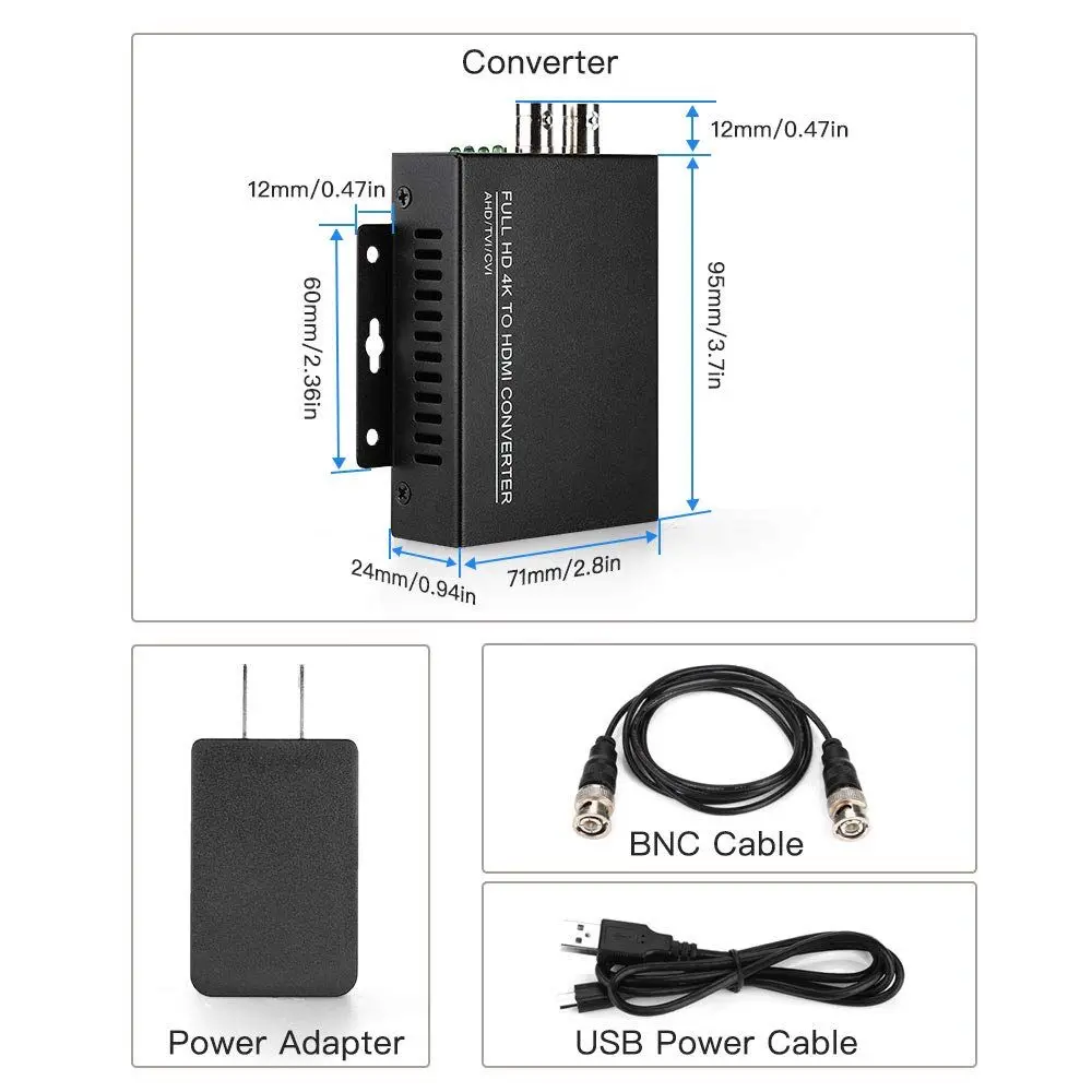 Новый преобразователь видео Full HD 8 МП/4K CVI в HDMI Поддержка камеры 4 МП CVI/1080P камера
