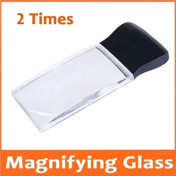 

Optical Resin Lens Toy Gift 2 Times Magnifying Glass with 3pcs LED Lamps Square Large Lens Reading Magnifier for Old Man Reading