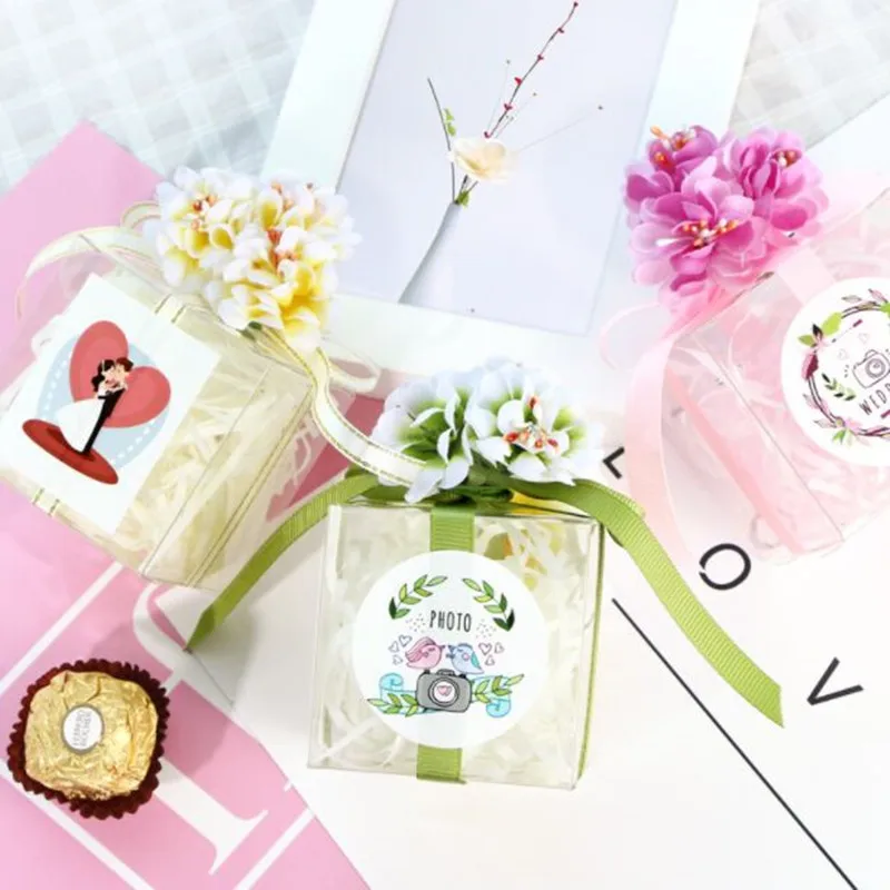 

6x6x6cm 10pcs DIY clear Romantic wedding packaging box transparent box personality handmade custom European creative candy boxes