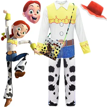 

morematch Toy Story 4 The Yodeling Cowgirl Jessie Outfit Cosplay Costume Halloween Carnival Costumes jumpsuits For girl Full Set