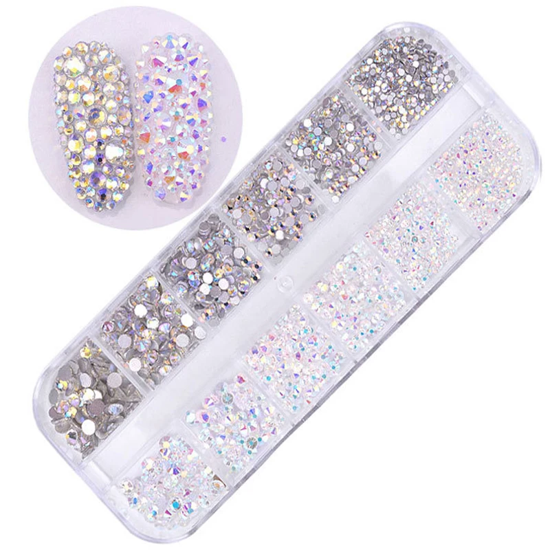 12 boxes / set of AB crystal rhinestone diamond , gem 3D glitter nail ...