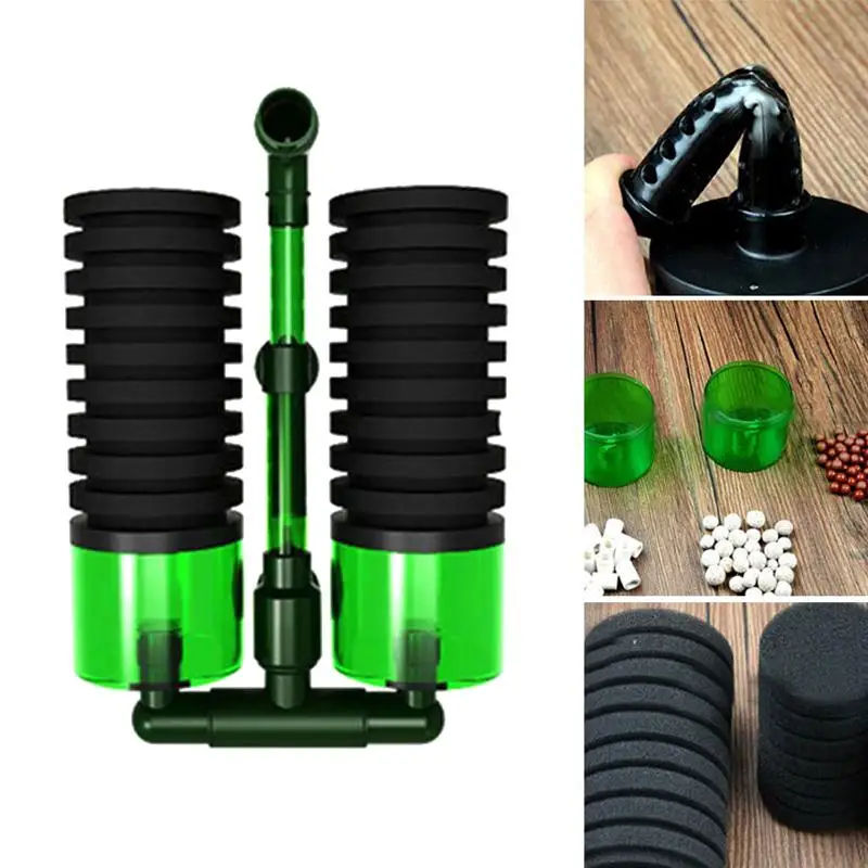

Foam Filter Double Head Biochemical Sponge Environmental Aquarium Sponge Filter Biochemical Sponge Filter QS-200A QS-100A