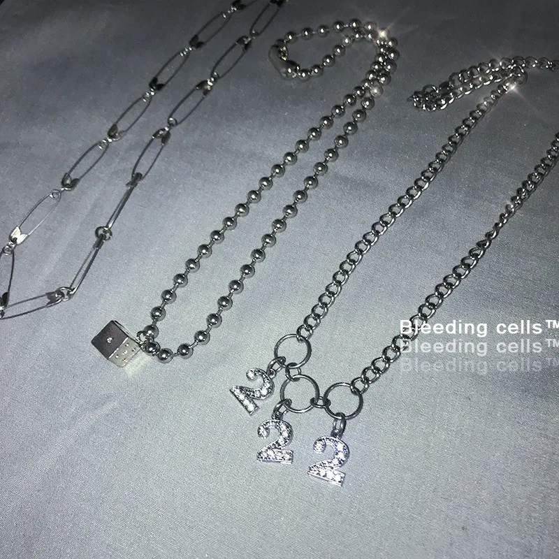 Ожерелье-чокер для женщин в стиле Харадзюку из нержавеющей стали с цифрами 222