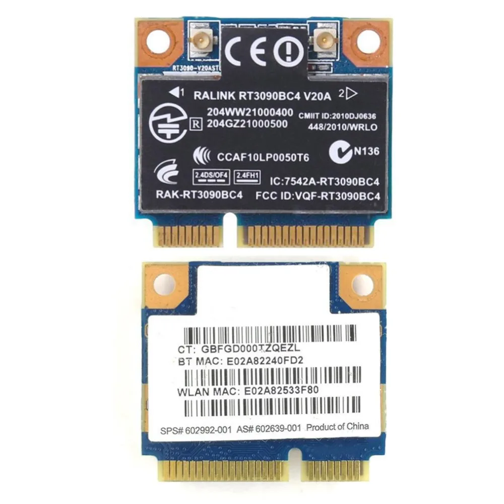 Ralink RT3090BC4 Половина мини PCI-e беспроводной WLAN Bluetooth 4,0 беспроволочная карта SPS 602992-001 для hp CQ42 CQ62 4320S 4420S 4720S