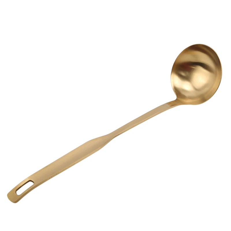Gold Soup Spoon Нержавеющая сталь Золотой суп с длинной ручкой половник и щелевой половник-дуршлаг набор горячего сито для кастрюли фильтр шумовка кухонный инструмент для приготовления пищи - Цвет: Gold Soup Spoon