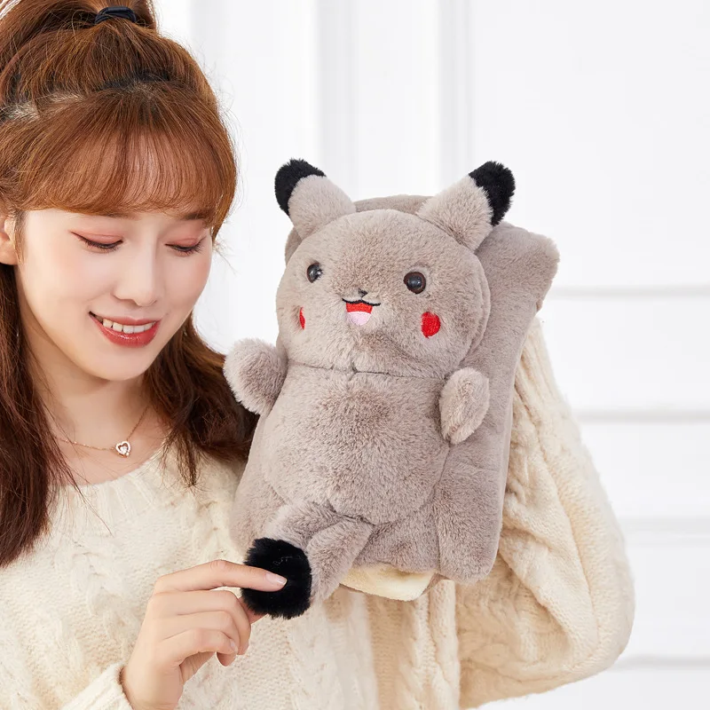 Coffee Pikachu bag Мультяшная сумка для горячей воды, электрическая бутылка для горячей воды с зарядкой, зимняя грелка для рук, вставляется в теплый дворец JJ80124 - Цвет: Coffee Pikachu bag