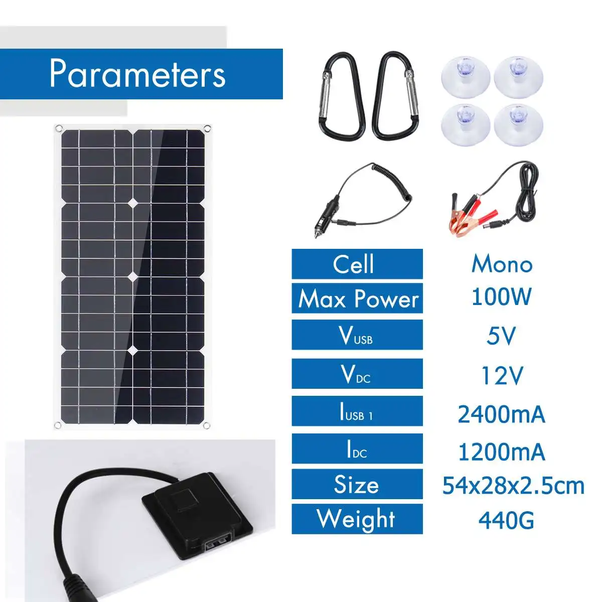 Flexíveis para Carregador de Bateria Carro à Prova v com 10 Painel Solar 5 v dc 12 - 20 30a Controlador Células Solares Iate Dwaterproof Água 100 w Usb Mod. 1489092 - Image 2