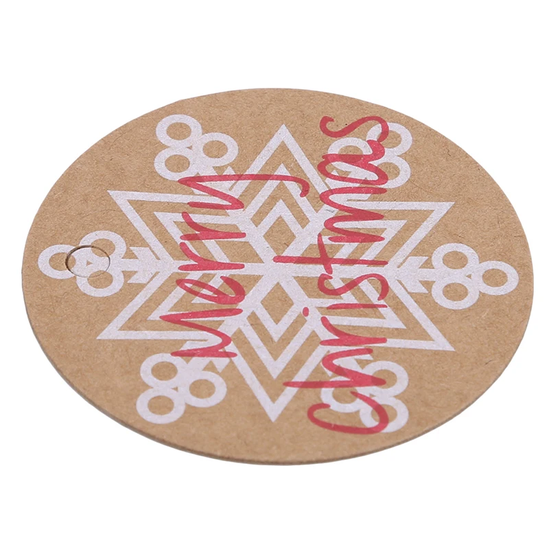 Christmas snowflake 100 шт крафт-бумага Рождественский подарок упаковка бирки Висячие этикетки с Рождественское дерево снежинки шаблон украшения DIY ручной работы поставка - Цвет: Christmas snowflake