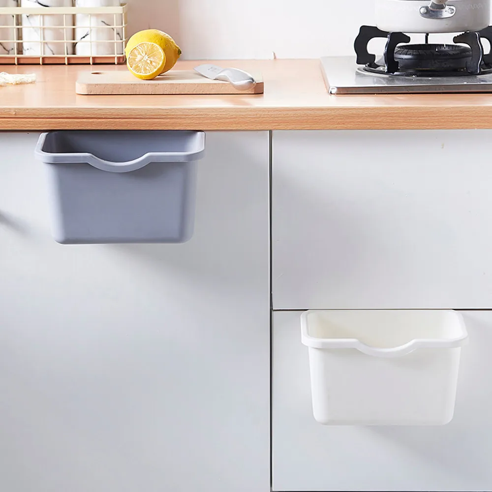 

New Kitchen Cabinet Door Hanging Trash Garbage Bin Can Rubbish Container Storage Boxes Cupboard Hanging Cans Garbage Organizer#B