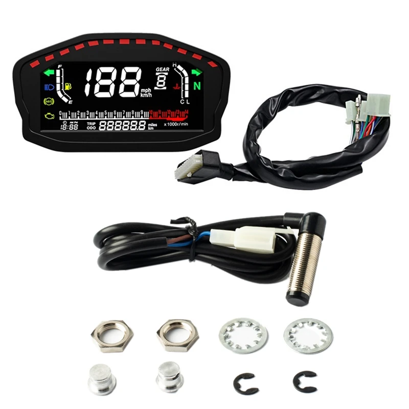 Universal Motorcycle VA LCD Speedometer Digital Meter Odometer 2/4