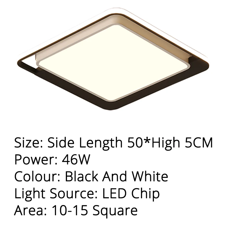 Square 50x50x5cm 46w Современная светодиодная подсветка на потолке, гостиная, спальня, столовая, железный корпус, абажур освещение, лампа Lustres Luminaria - Цвет корпуса: Square 50x50x5cm 46w