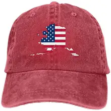 Для мужчин или Для женщин Регулируемый джинсы Бейсбол Кепки флаг карта Аляска папа шляпа