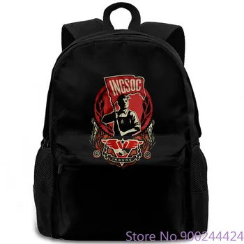 

1984 . Ingsoc party logo from Ninen Eighty-Four book by George Orwell backpack