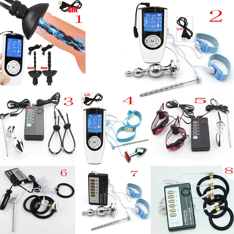 Electric Shock Kits Pulse Anal Plug Vibrator Penis Ring Stimulation