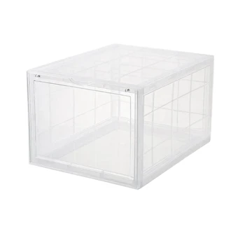 

Drop Front Entry Stackable Shoe Storage Box Bins Sneaker Boxes Organizer(Transparent )