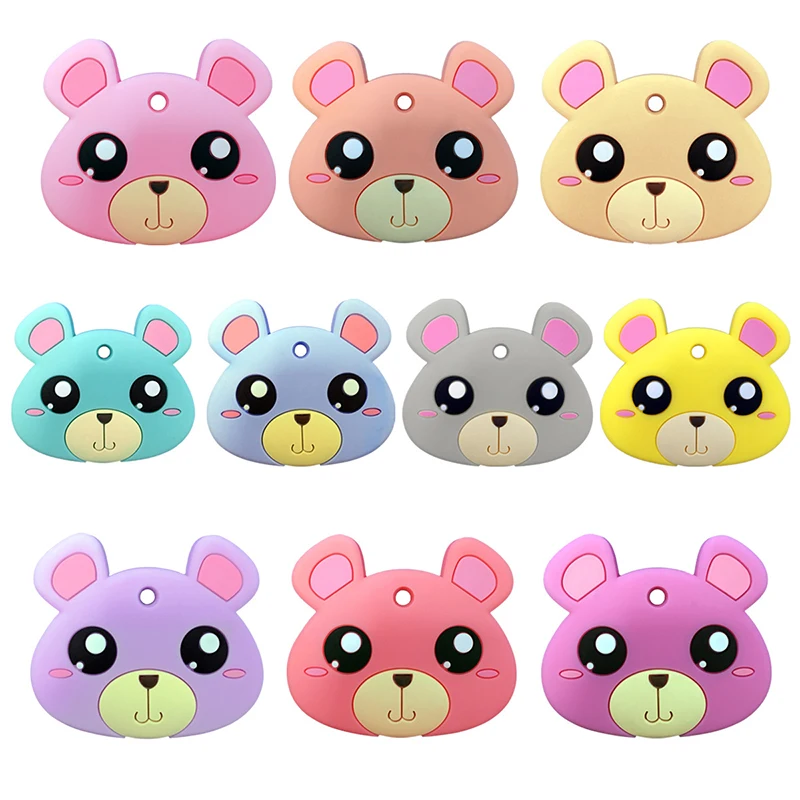 

4PCS Silicone Teether Teddy Bear Cartoon Animal Toys Baby Chew Necklace Pandent BPA Free Food Grade Silicone