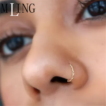 

MLING Vintage Gold Rode Gold Nose Rings Fashion Twisted Rope Nose Ring for Women