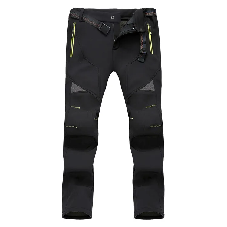 Зимние мужские и женские флисовые софтшелл штаны для спорта на открытом воздухе, тепловые походные брюки для катания на лыжах, мужские и женские брюки VA594 - Цвет: Men Black