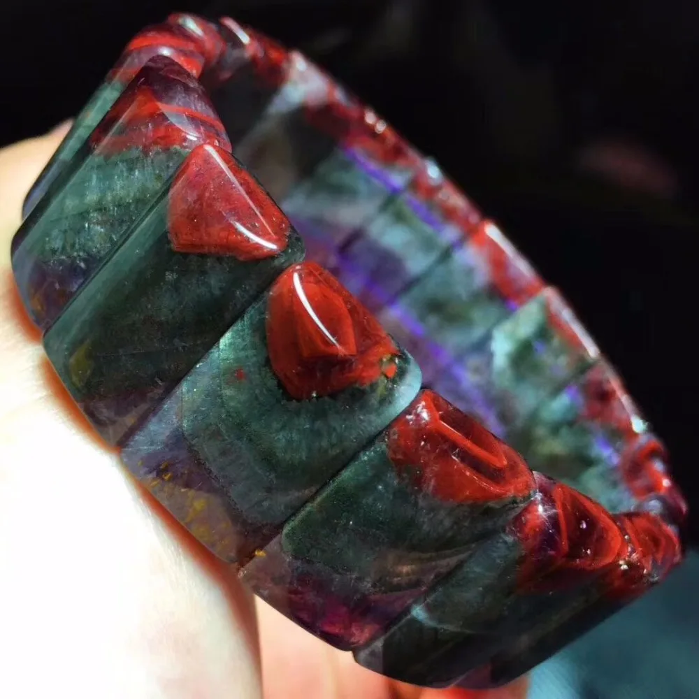 Натуральный Auralite 23 бусины браслет для женщин 21,5x11 мм Прямоугольный Хрустальный канадский Камень Стрейч модный жесткий браслет AAAAA