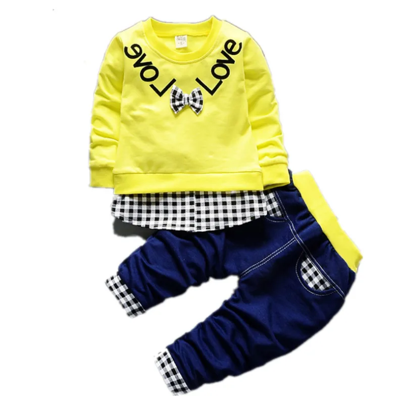 Spring Autumn Children Leisure Clothes Baby Boy Girls Letter T Shirt Pants 2Pcs/sets Kids Infant Casual Outfit Toddler Tracksuit | Детская