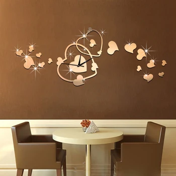

2020 New DIY Mirror Wall Clock Home Decoration Europe Style Independent Design Acrylic Mirror Surface Self-adhesive Double Love