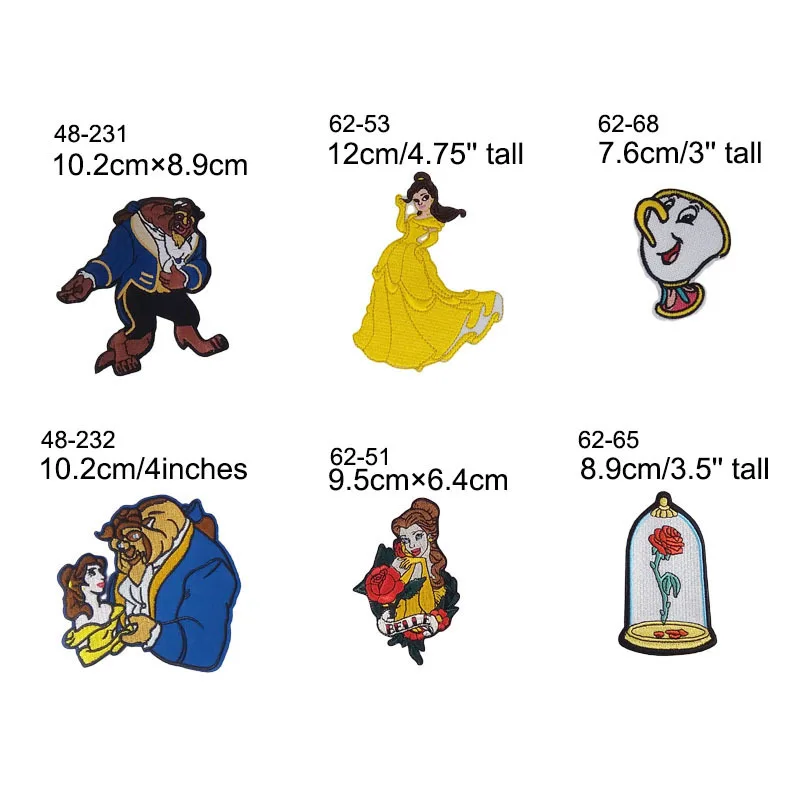 Disney movies Beauty and the beast patches Princess Belle anime cartoon clothes patches Garment stickers embroidery clothing