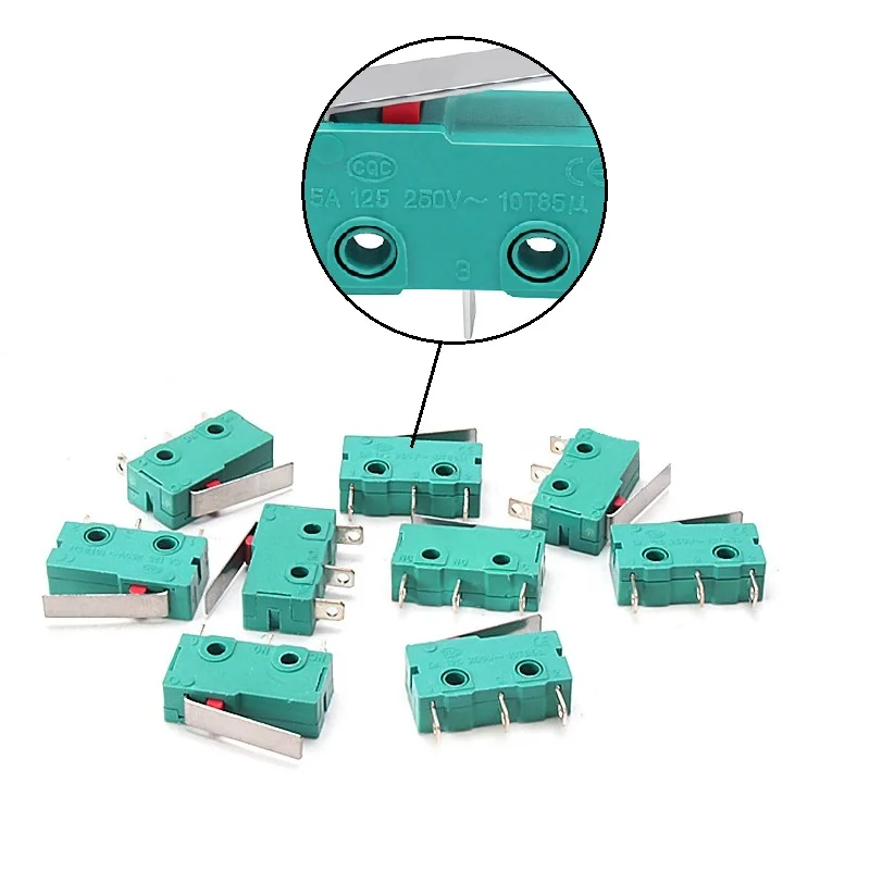 RAMPS 10pcs/lot KW4-3Z-3 Micro Limit Switch For 3D Printer 3 Pin 3 Prongs DC 5A 250V-10T85μ N/O N/C KW4 Direct 3D Printer Parts