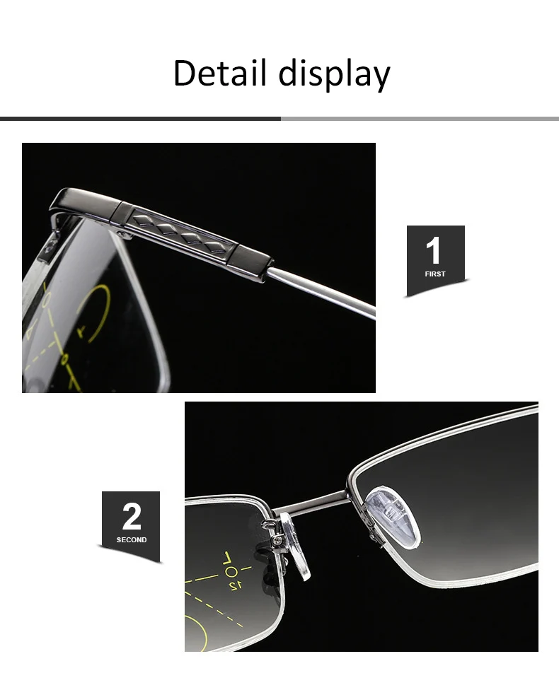 Титановые прогрессивные многофокальные очки для чтения без оправы, анти-синий светильник, для мужчин и женщин, для близорукости, дальнозоркости, пресбиопии 1003-1