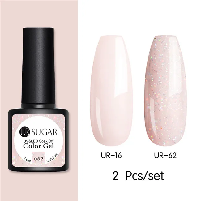 2pcs set1 Ur Sugar Блеск УФ набор гель-лаков для ногтей телесного цвета Цвет серии светодиодный Гель-лак для ногтей, Лаки! полупостоянная лак для ногтей с блестками гель 2 шт./компл - Цвет: 2pcs set1