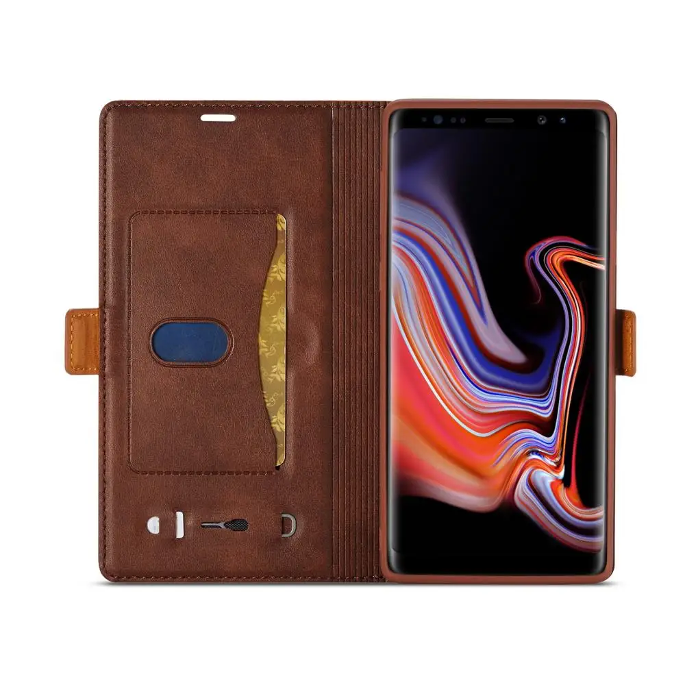 Роскошный винтажный кожаный чехол для samsung Note 9 книжка с держателем карт мягкий из