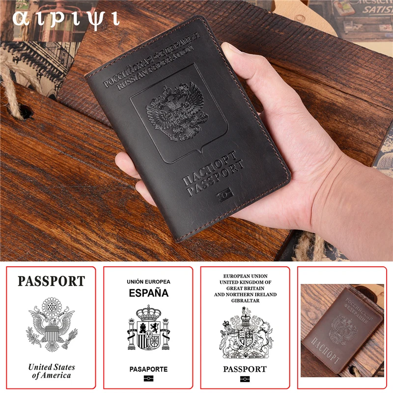 Чехол для паспорта мужчин и женщин из 100% натуральной воловьей кожи чехол