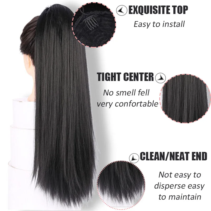 AILIADE кудрявые прямые волосы афро хвост слоеный 20 дюймов длинный конский хвост синтетические натуральные волосы конский хвост шиньоны для женщин