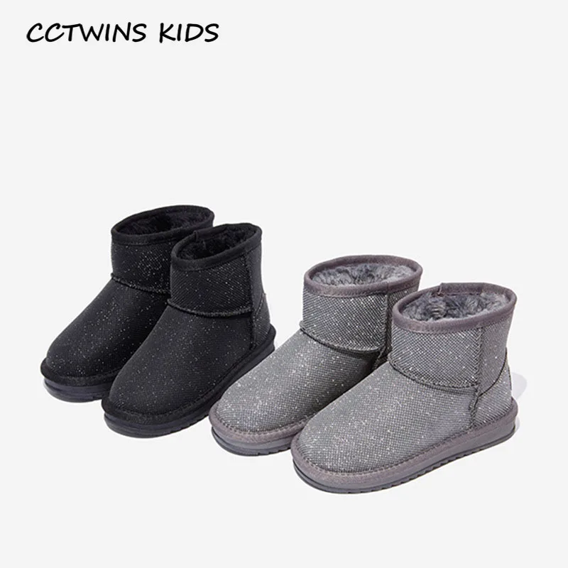 CCTWINS/детская обувь; коллекция года; модная зимняя обувь с блестками для девочек; Детские теплые зимние ботинки; Брендовые ботильоны для малышей; SNB002