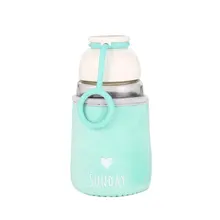 320 мл стеклянная бутылка для воды в форме сердца, милая тканевая крышка, чашка для питья, Экологичная бутылка с буквами, бутылка для воды для студентов