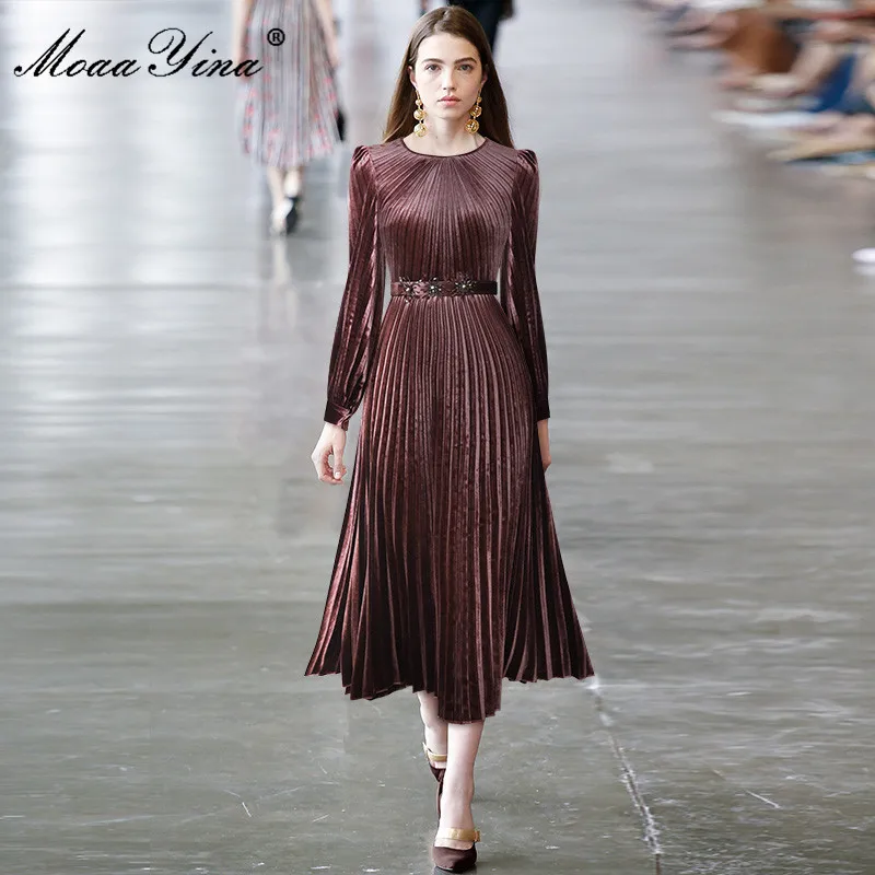 MoaaYina Fashion Runway dress Autumn Women's Dress